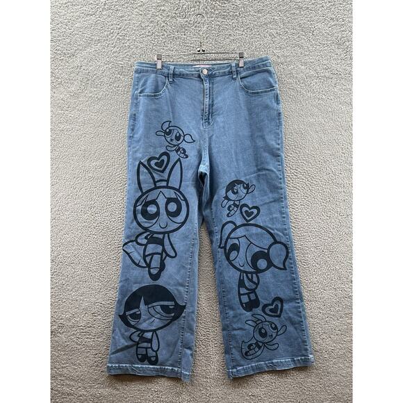 Dolls Kill Powerpuff Girls Wide Leg Printed Jeans Women’s...